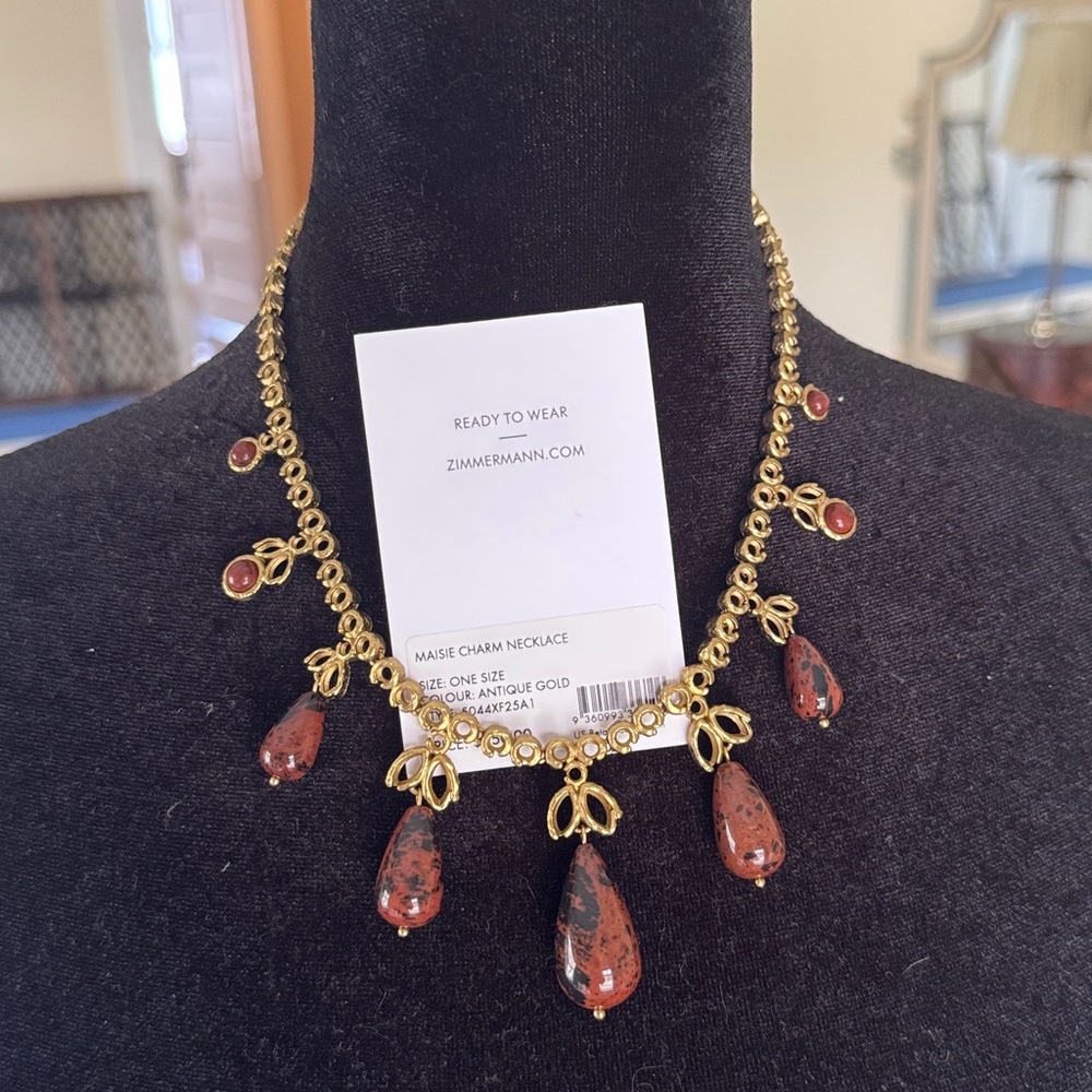 New $550 Zimmermann 14kt. Gold-plated Charm Necklace - Picture 3 of 6